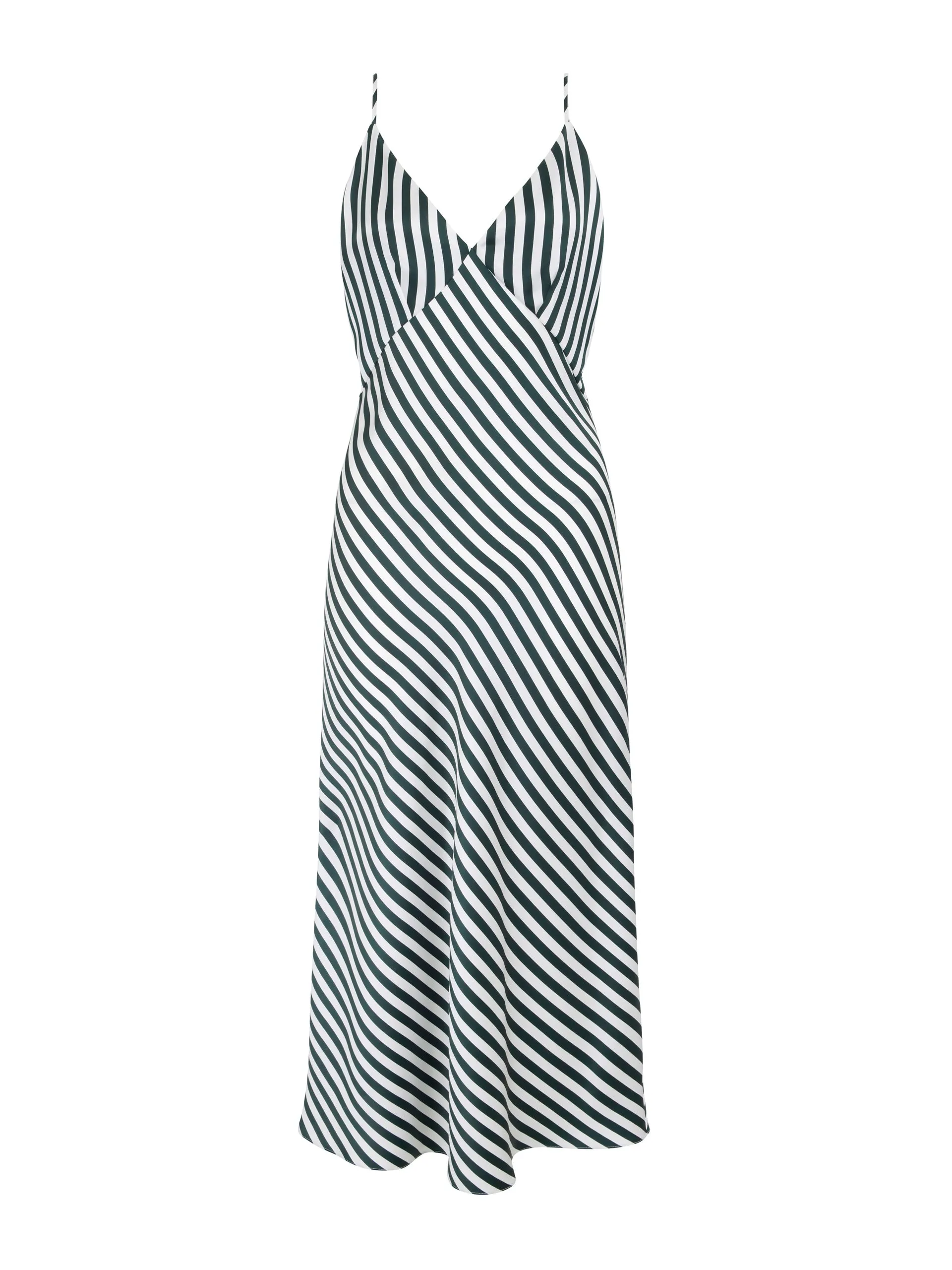 Green and ivory stripe Trinny slip dress