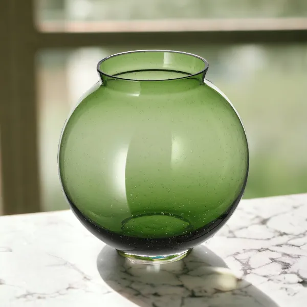 Green Round Glass Vase 20cm