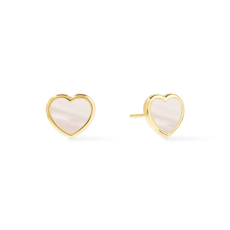 Heart Pearl & Gold Stud Earrings