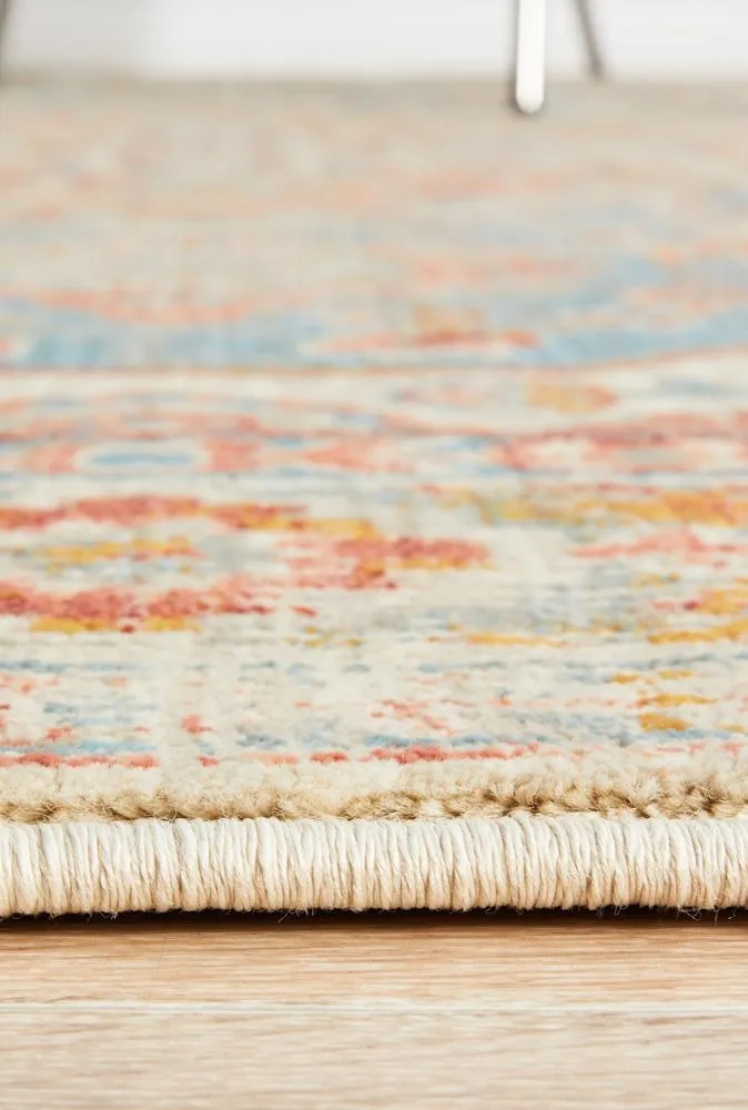 Helena Traditional Faded Coloured Blue Modern Rug