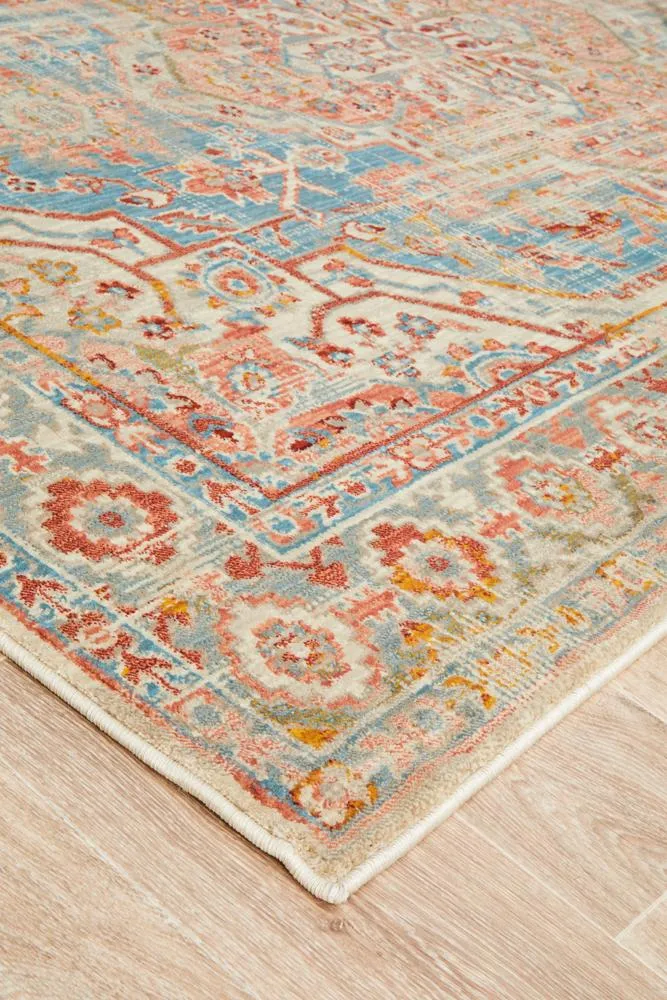 Helena Traditional Faded Coloured Blue Modern Rug