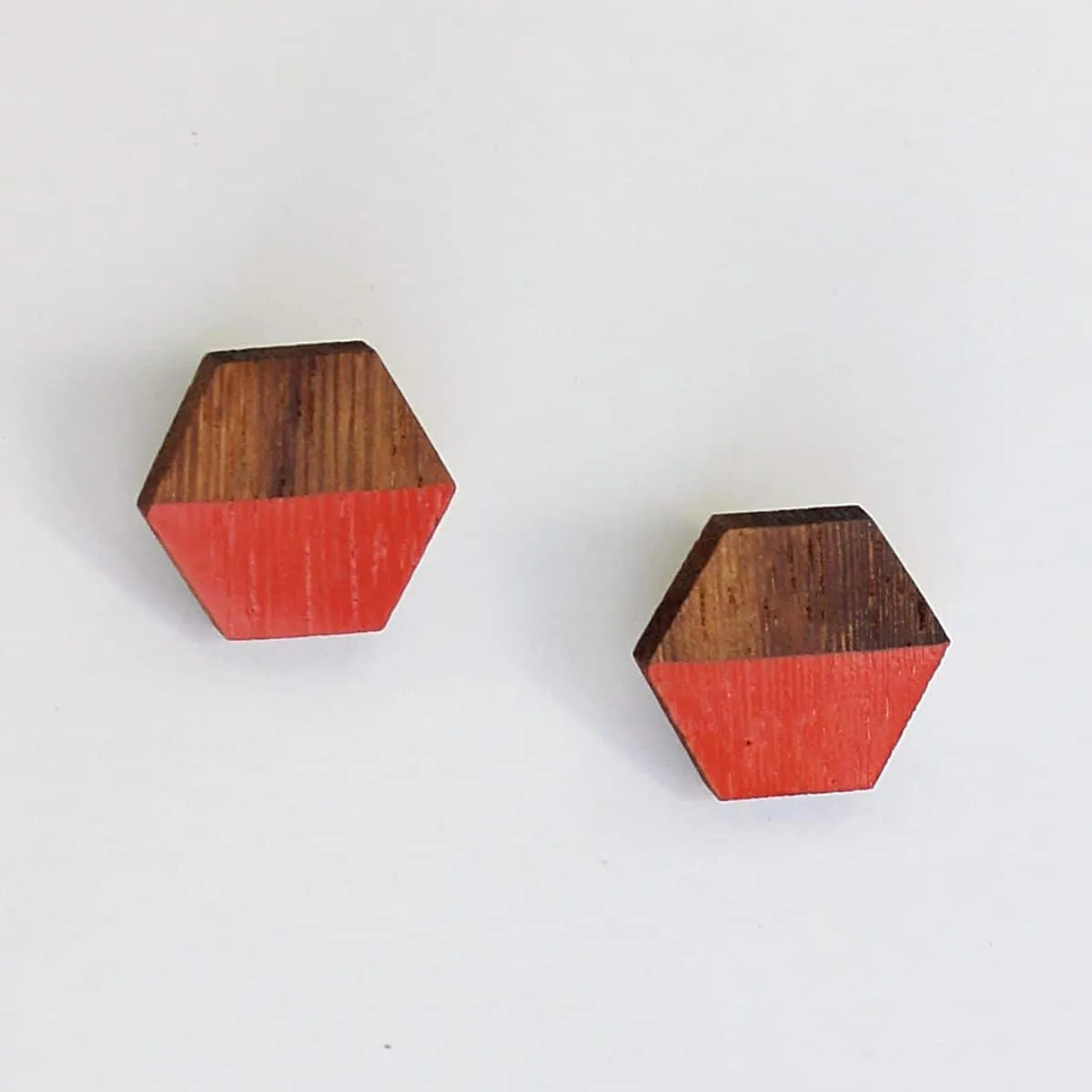 Hexagon Wooden Post in Red