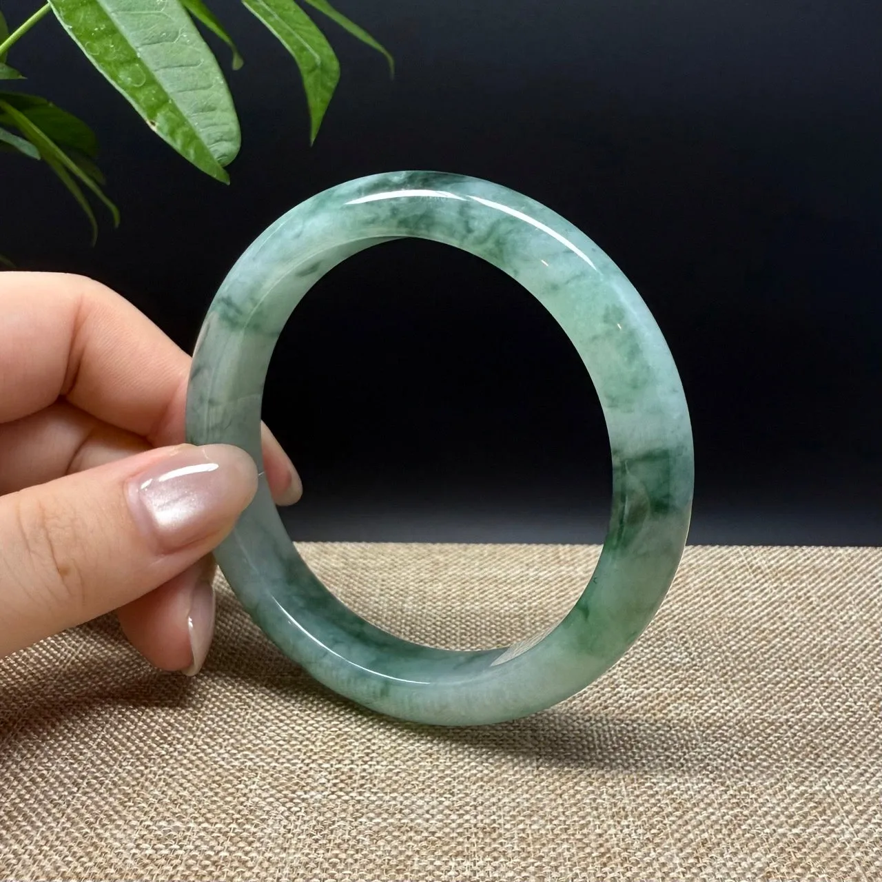 High Genuine Burmese Icy Green Jade Jadeite Bangle Bracelet ( 60.1mm )