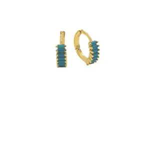 Hoops: Delicate Blue CZ & Gold Vermeil Hoop Earrings (EGH4504B)