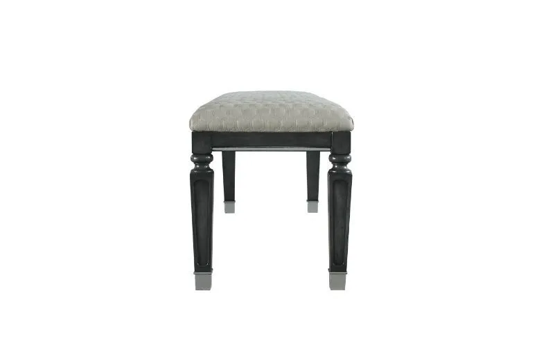 House - Beatrice Bench - Two Tone Beige Fabric, Charcoal Finish