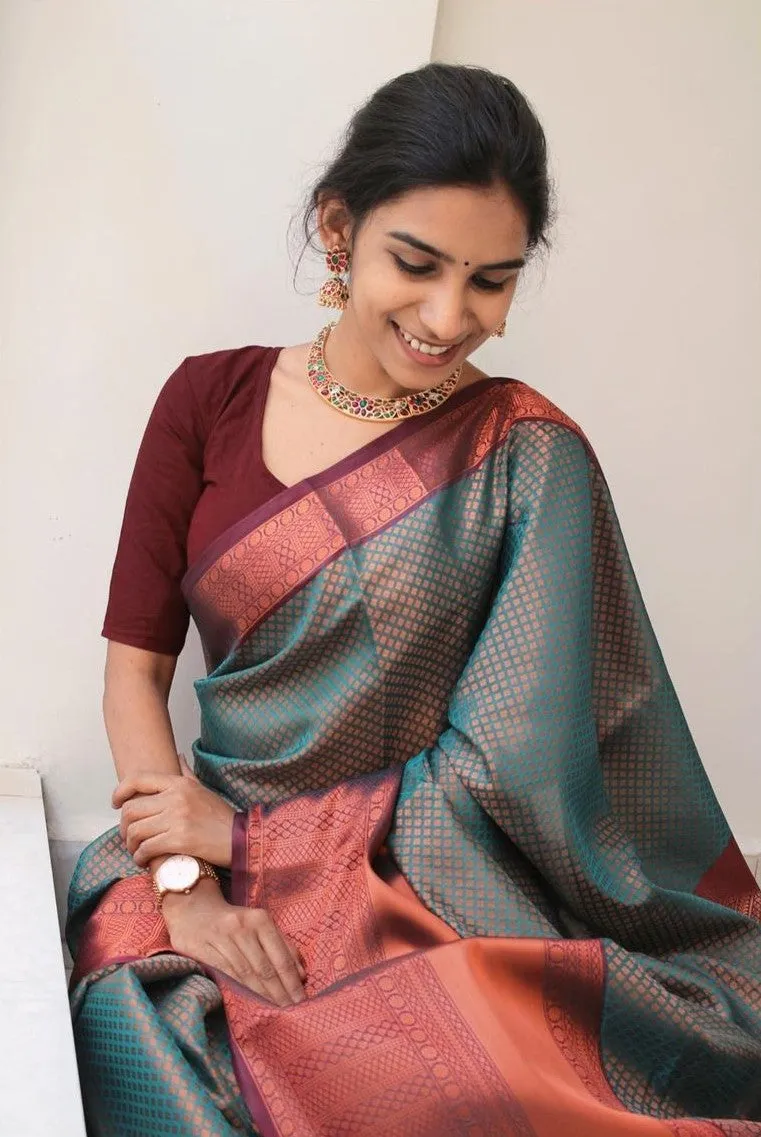 Imaginative Green Soft Silk Saree With Glittering Blouse Piece