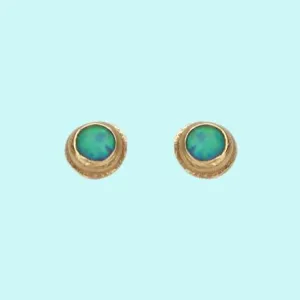 Israeli earrings set with opals - Gold earrings