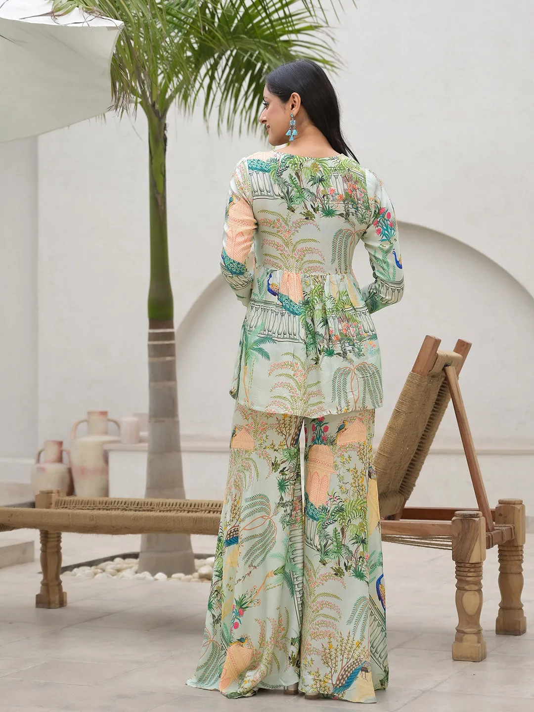 Jashvi Green Digital Printed Muslin Co-ord set