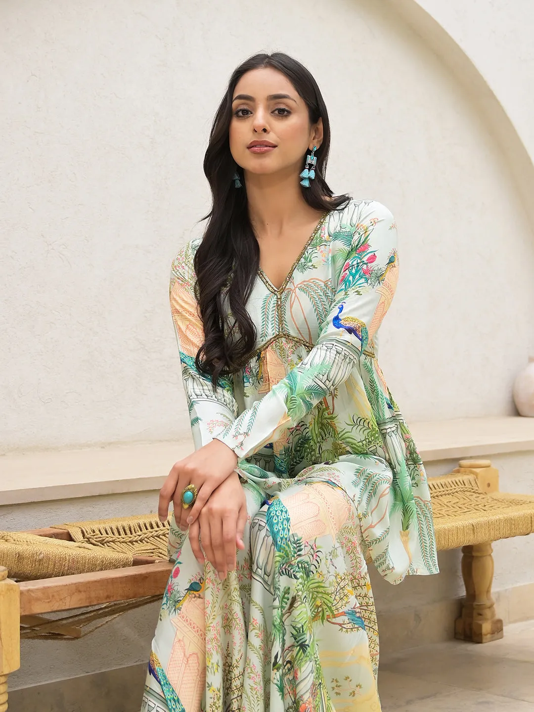 Jashvi Green Digital Printed Muslin Co-ord set