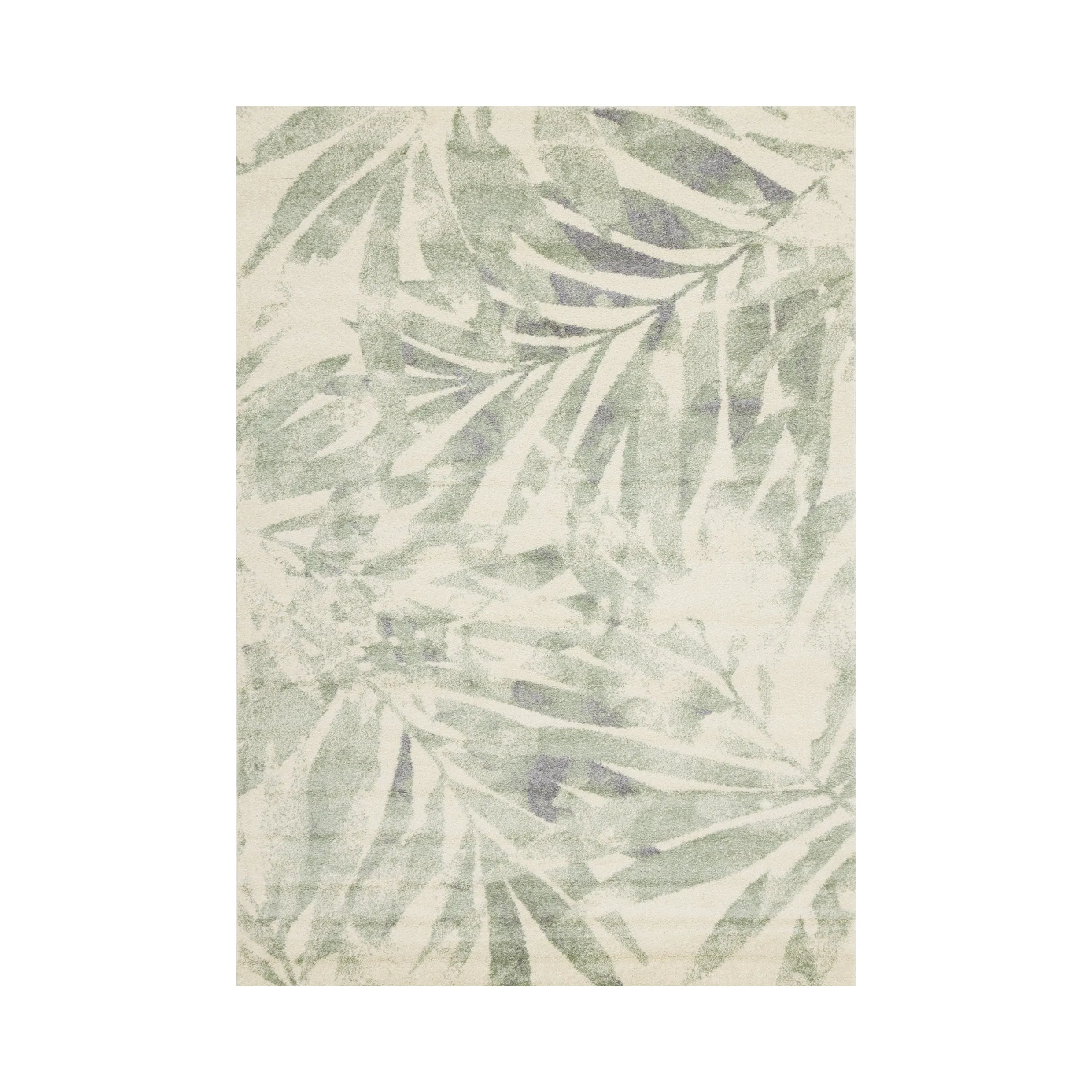 KIMBERLY Beige Green Leaves Rug