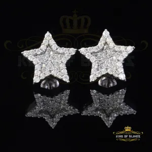 King of Bling's 925 White Silver 1.00ct VVS 'D' Moissanite Star Stud Earring Men's/Womens