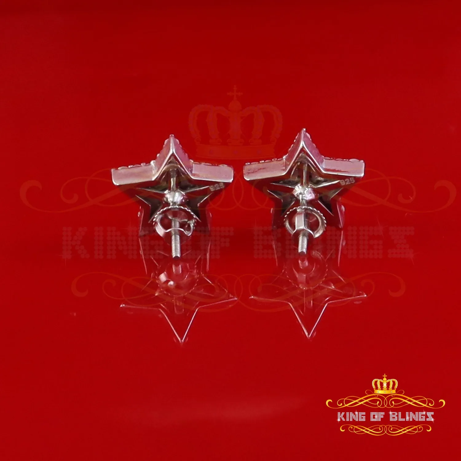 King of Bling's 925 White Silver 1.00ct VVS 'D' Moissanite Star Stud Earring Men's/Womens