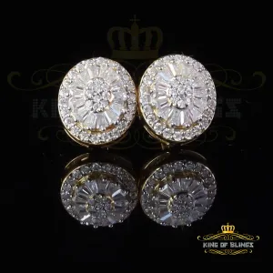 King  of Bling's 925 Yellow Silver 1.00ct VVS 'D' Moissanite Oval Stud Earring Men's/Womens