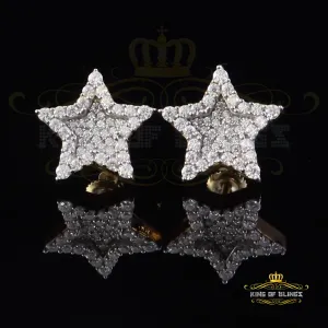 King  of Bling's 925 Yellow Silver 1.00ct VVS 'D' Moissanite Star Stud Earring Men's/Womens