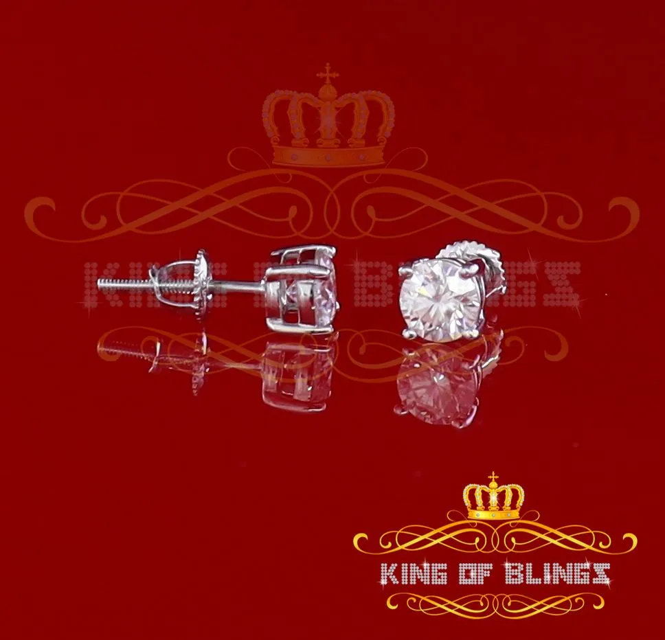 King of Bling's Men & Women Stud White 925 Silver 1.00ct VVS 'D' Moissanite Stud Stud Earrings