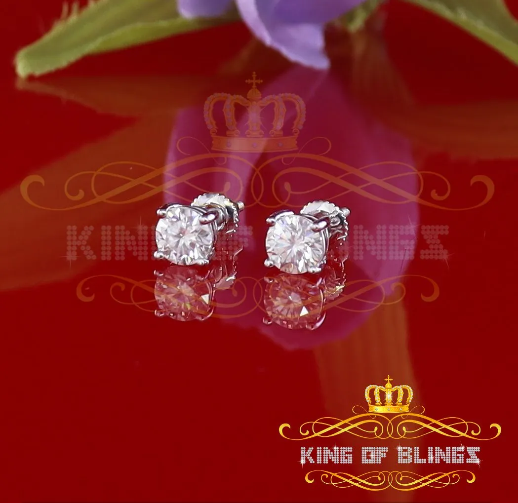 King of Bling's Men & Women Stud White 925 Silver 1.00ct VVS 'D' Moissanite Stud Stud Earrings