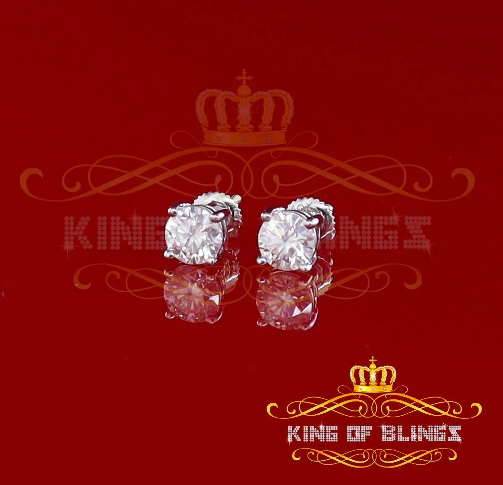 King of Bling's Men & Women Stud White 925 Silver 1.00ct VVS 'D' Moissanite Stud Stud Earrings