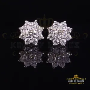 King of Bling's Men's/Women's 925 Silver White 1.00ct VVS 'D' Moissanite Round Stud Earrings