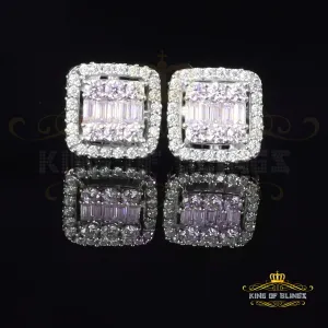 King of Bling's Men's/Womens 925 Silver White 1.10ct VVS 'D' Moissanite Square Stud Earrings