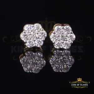 King  of Bling's Men's/Women's 925 Silver Yellow 0.50ct VVS 'D' Moissanite Floral Stud Earrings