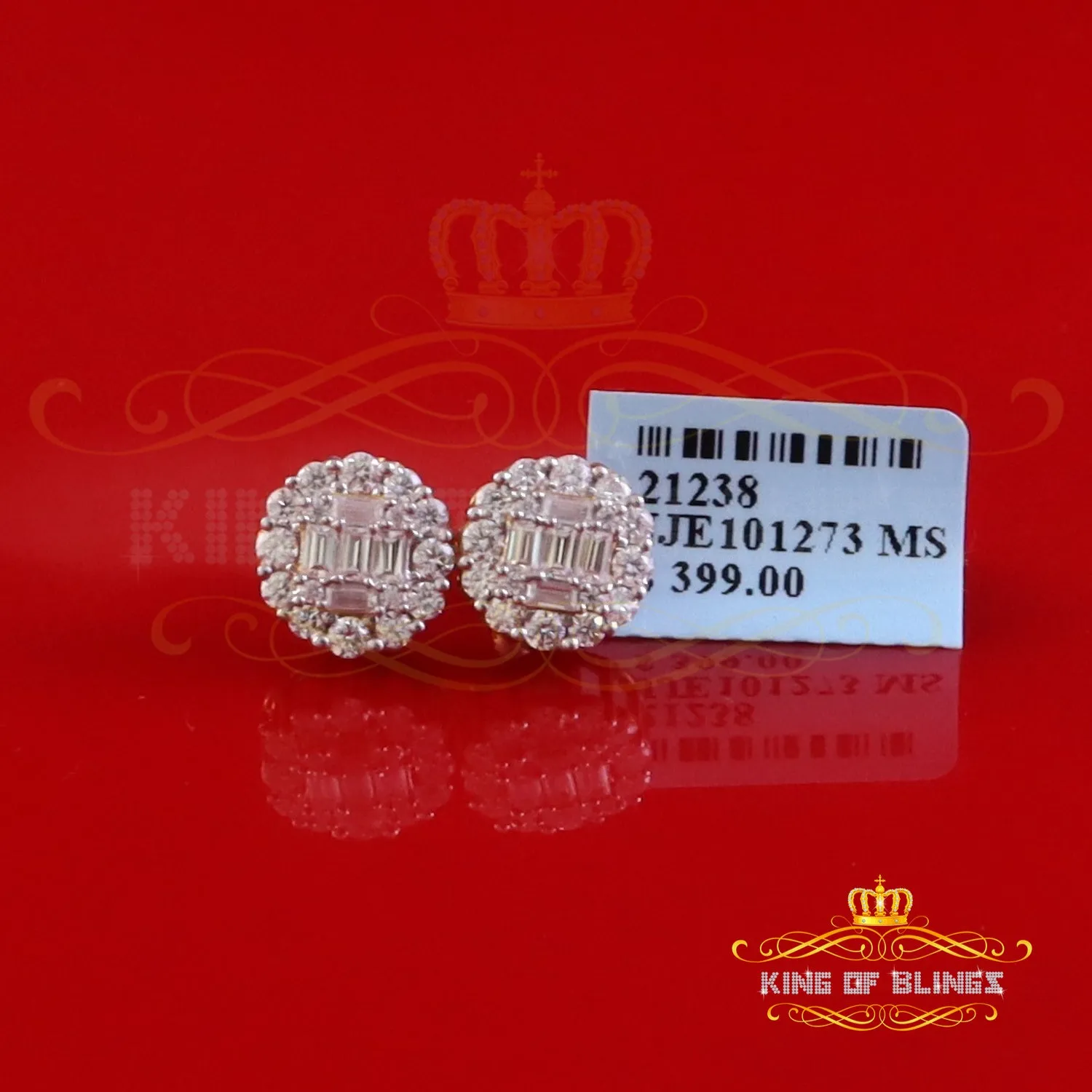 King  of Bling's Men's/Womens 925 Silver Yellow 1.50ct VVS 'D' Moissanite Round Stud Earrings