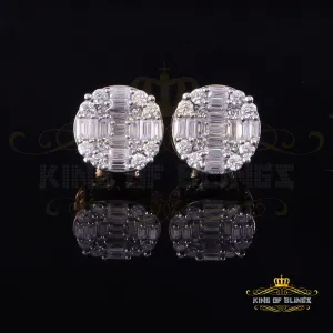 King  of Bling's Mens/Womens 925 Silver Yellow 1.50ct VVS 'D' Moissanite Stud Round Earrings