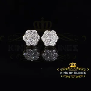 King  of Bling's Women's 925 Silver Yellow 2.25ct VVS 'D' Moissanite flower Stud Earrings