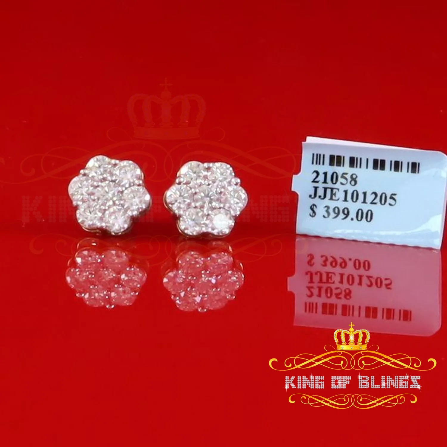 King  of Bling's Women's 925 Silver Yellow 2.25ct VVS 'D' Moissanite flower Stud Earrings