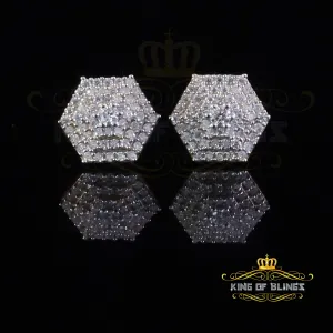 King  of Bling's Yellow Hexogonal Stud 1.0ct VVS 'D' Moissanite 925 Silver Earrings Men's/Womens