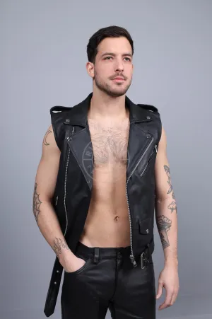 Leather Brando Sleeveless Jacket