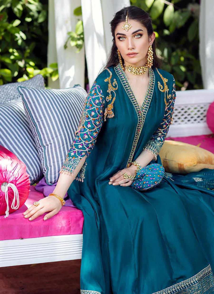 Luxury Pret -Zaira Teal Kalidaar And Dupatta