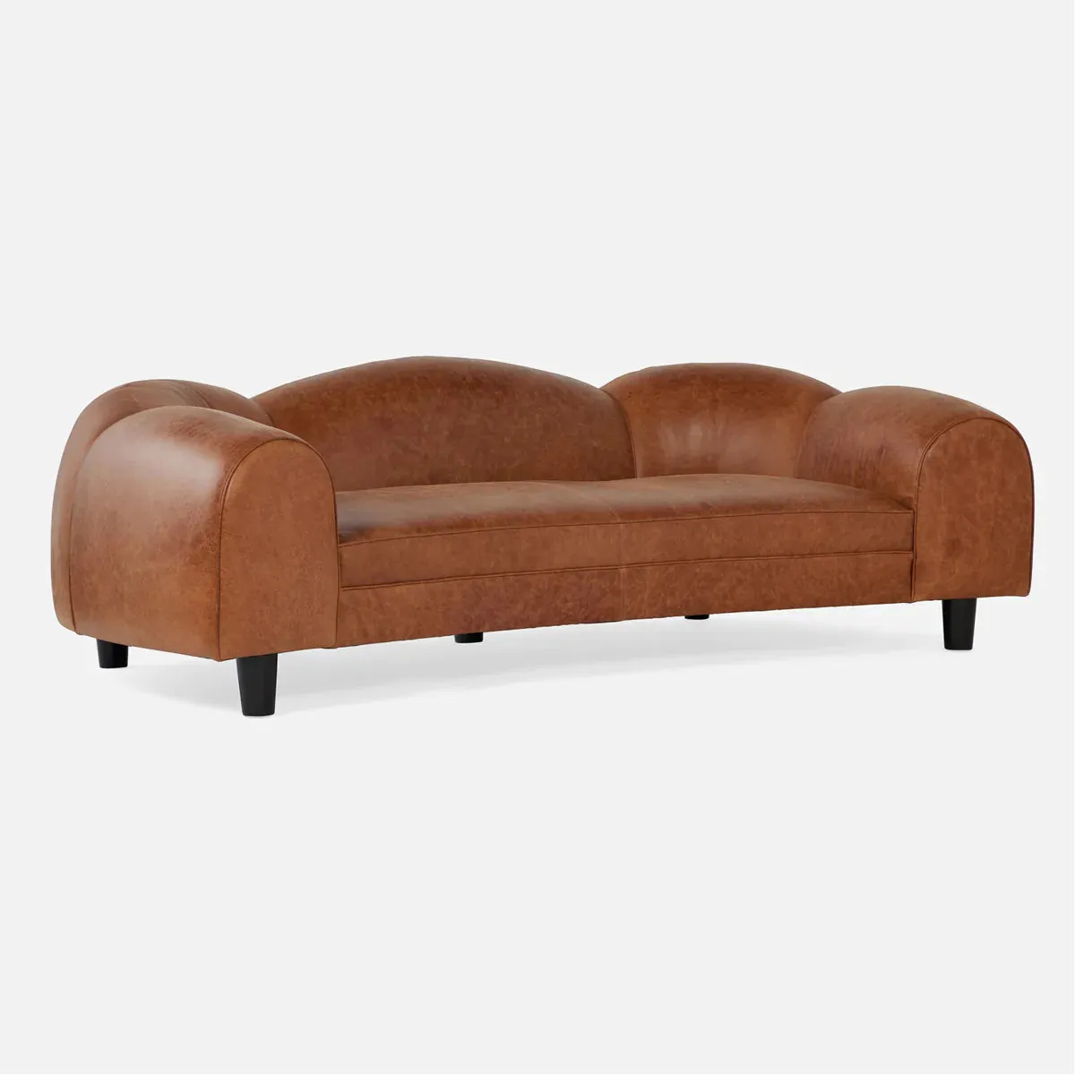 Made Goods Caldwell Scalloped Leather Sofa in Clyde Fabric