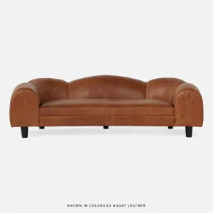 Made Goods Caldwell Scalloped Leather Sofa in Clyde Fabric