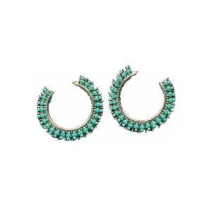 M&F Silver Strike Turquoise Hoop Earrings