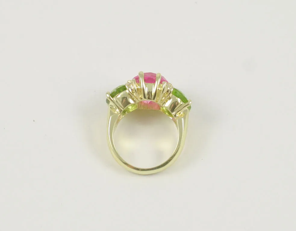 Medium GUM DROP™ Ring with Pink Topaz and Peridot and Diamonds