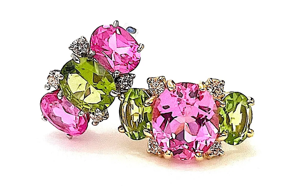 Medium GUM DROP™ Ring with Pink Topaz and Peridot and Diamonds