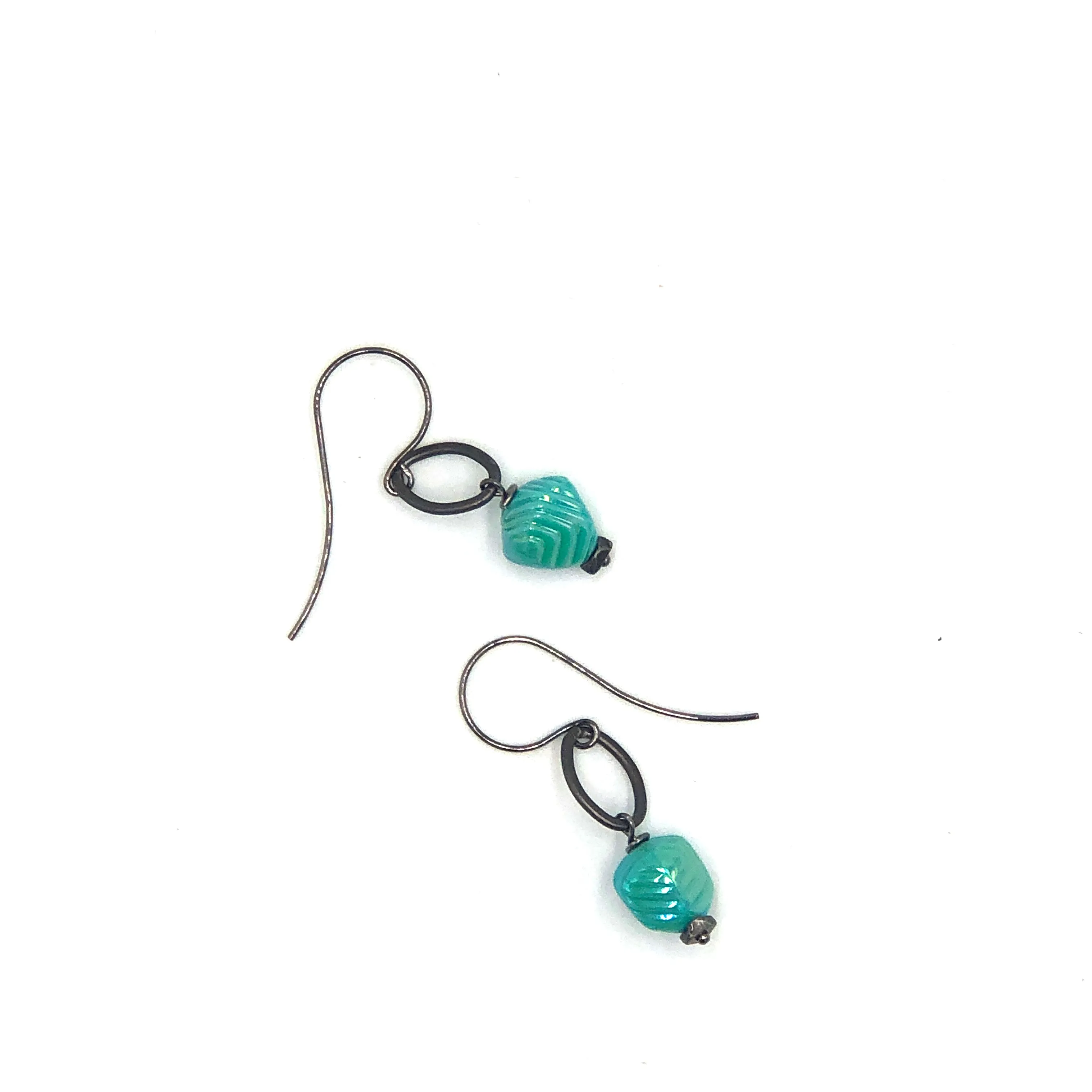 Mint Cyan Deco Link Earrings