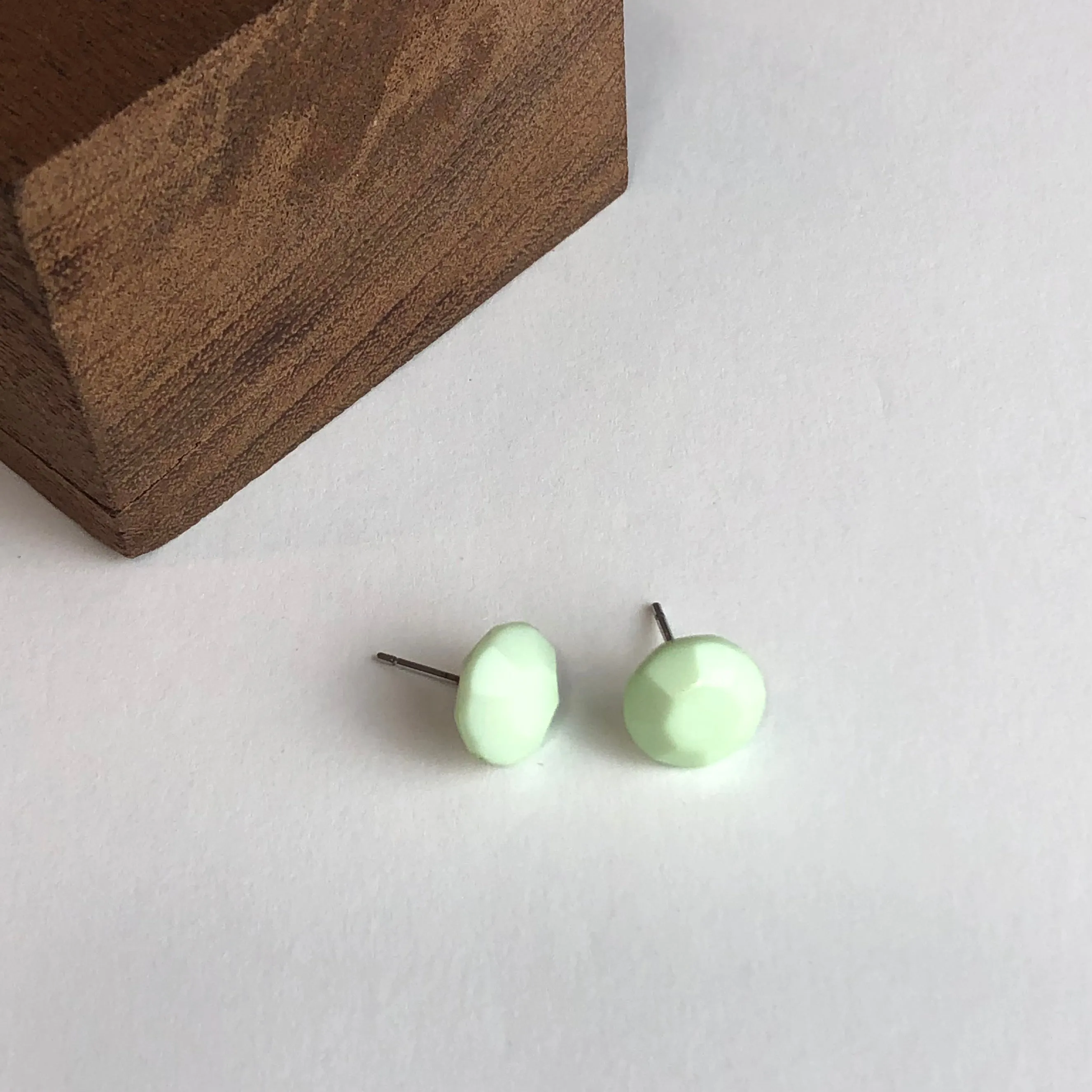 Mint Green Faceted Sequin Stud Earrings