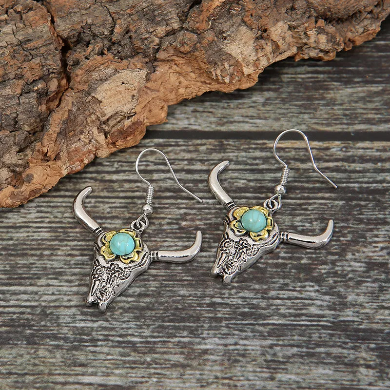 New Distressed Turquoise Horn Earrings