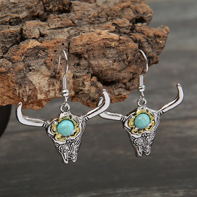 New Distressed Turquoise Horn Earrings