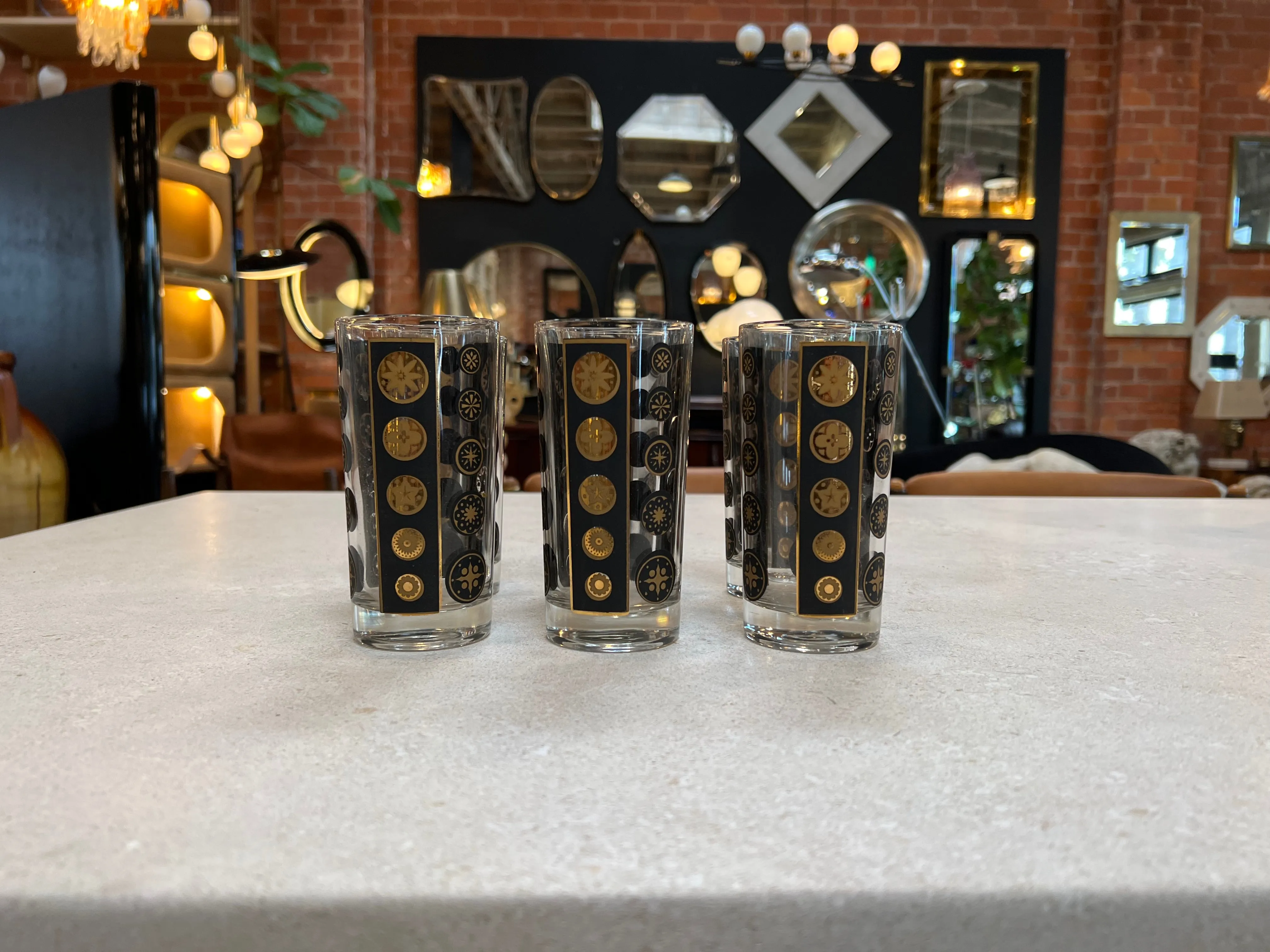 Pair of 6 Tall Glass Fornasetti Style 1980s