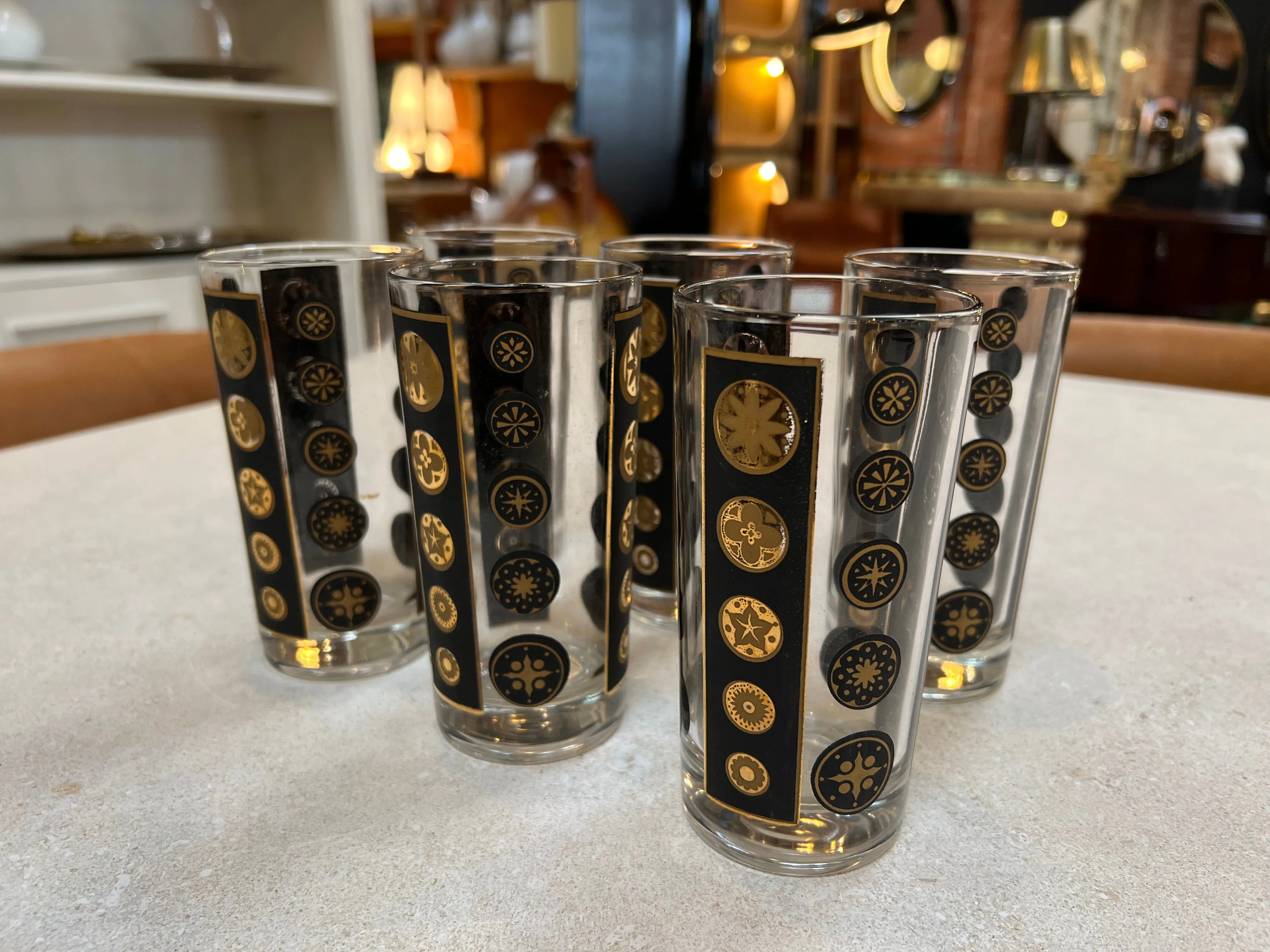 Pair of 6 Tall Glass Fornasetti Style 1980s