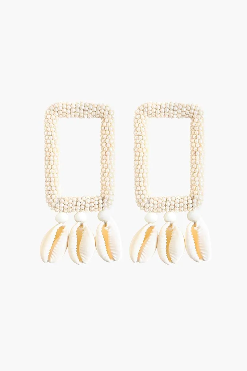 Pearl-Embellished Shell Earrings