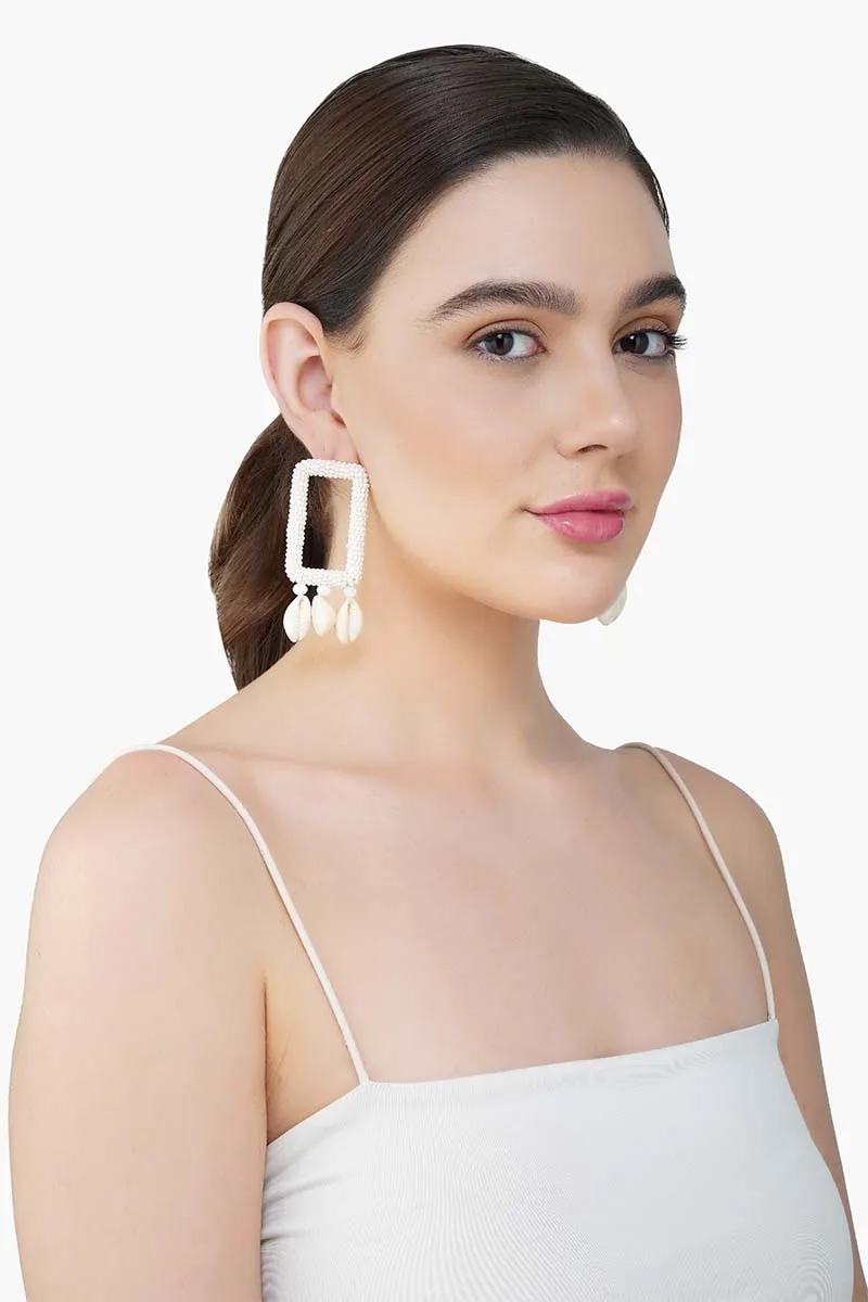 Pearl-Embellished Shell Earrings