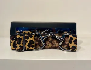 Pesazia - Logo Stretch Bit Belts - Leopard w/ Black Snaffle Bit