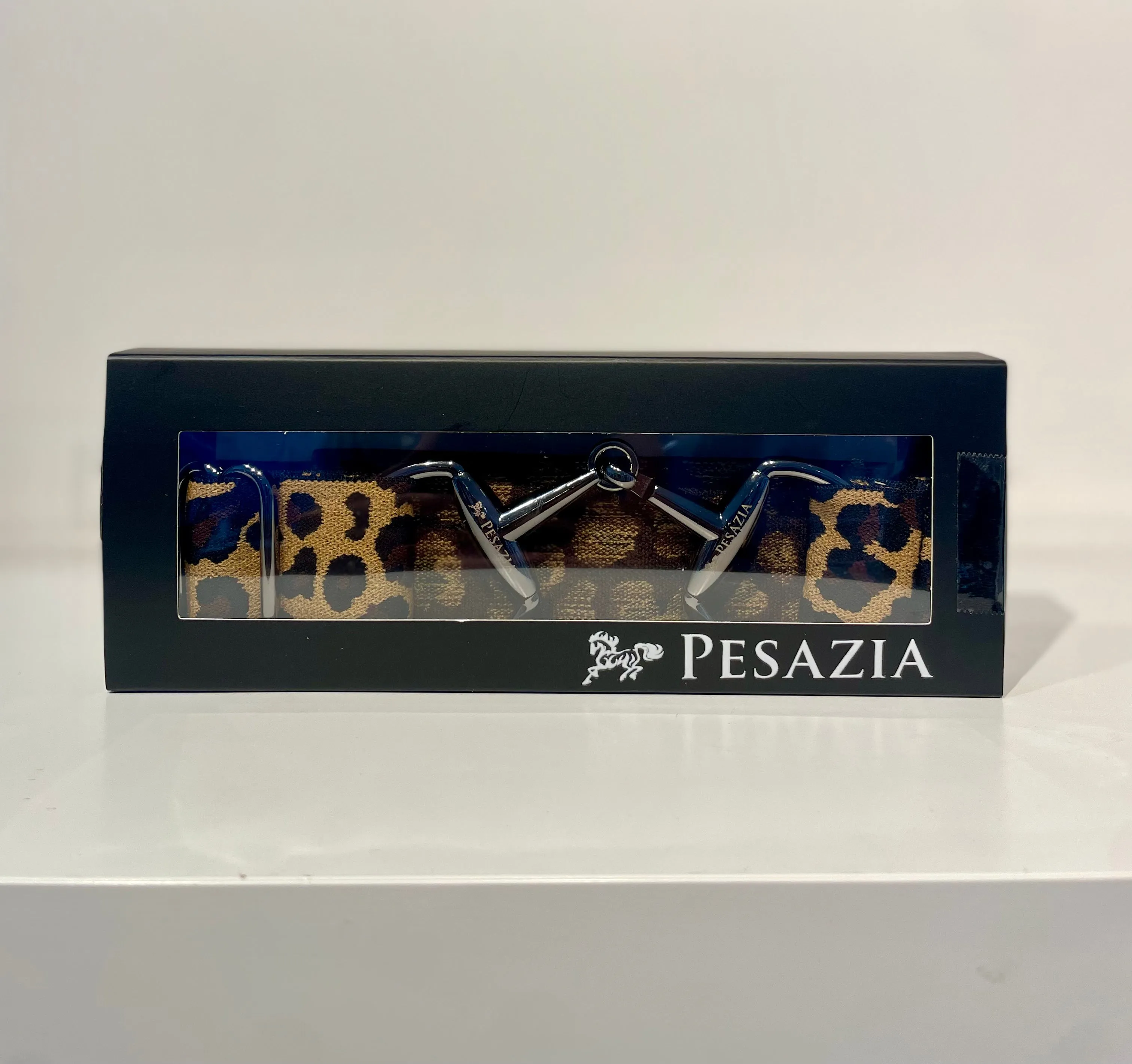 Pesazia - Logo Stretch Bit Belts - Leopard w/ Black Snaffle Bit