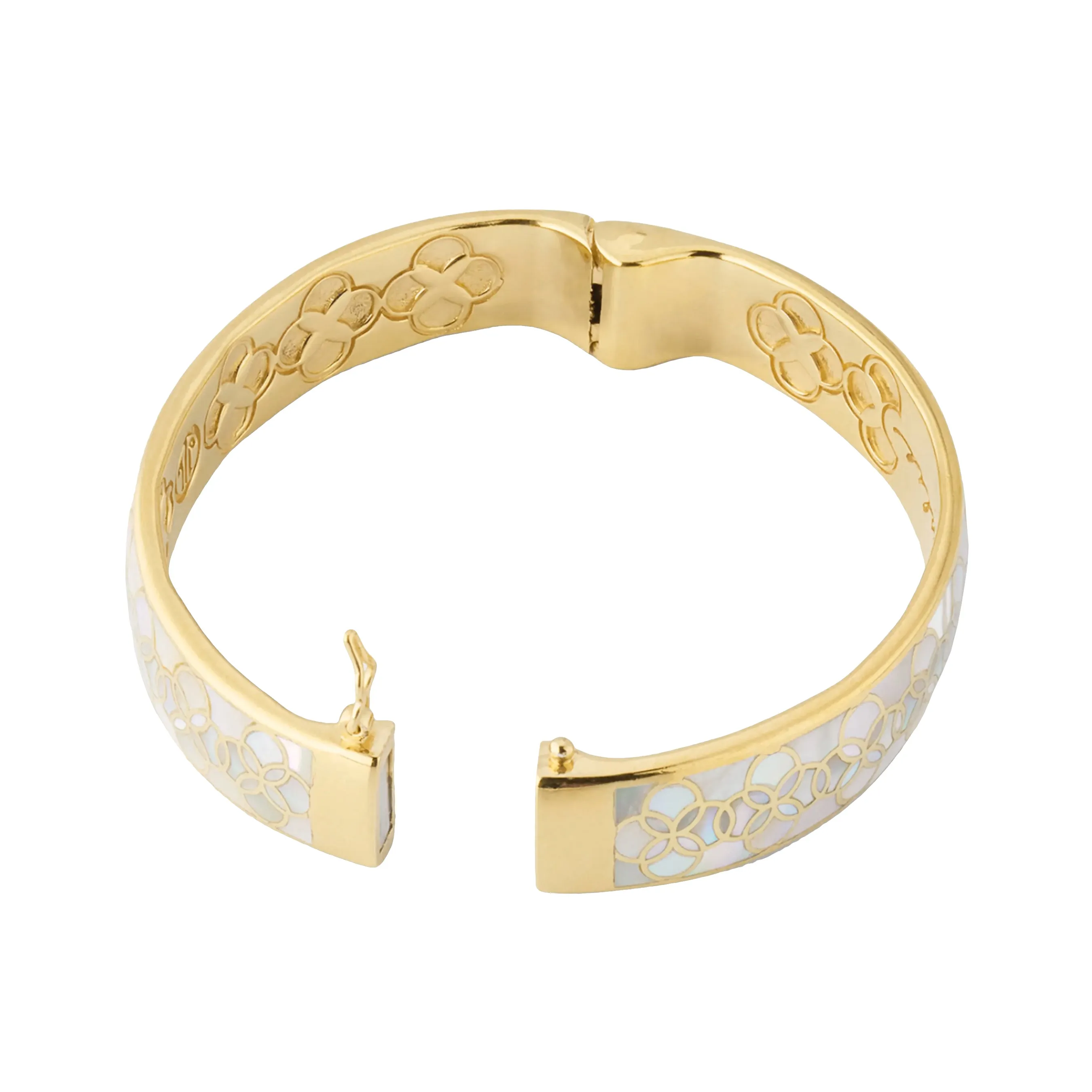 Petal Mother of Pearl Sterling Bangle Bracelet with 18K Gold Vermeil