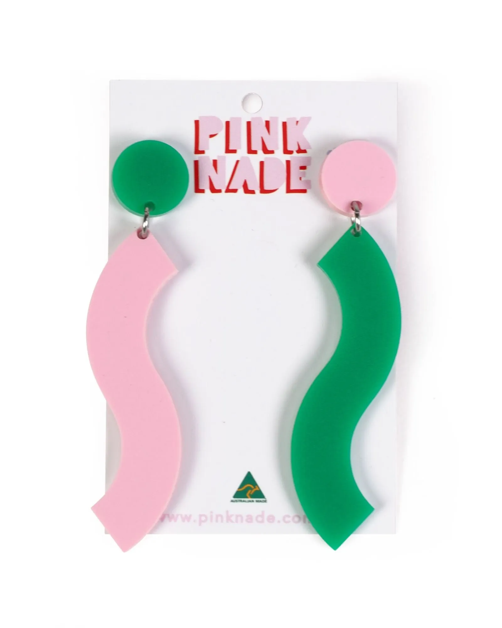 Pink & Green Wave Dangle Earrings