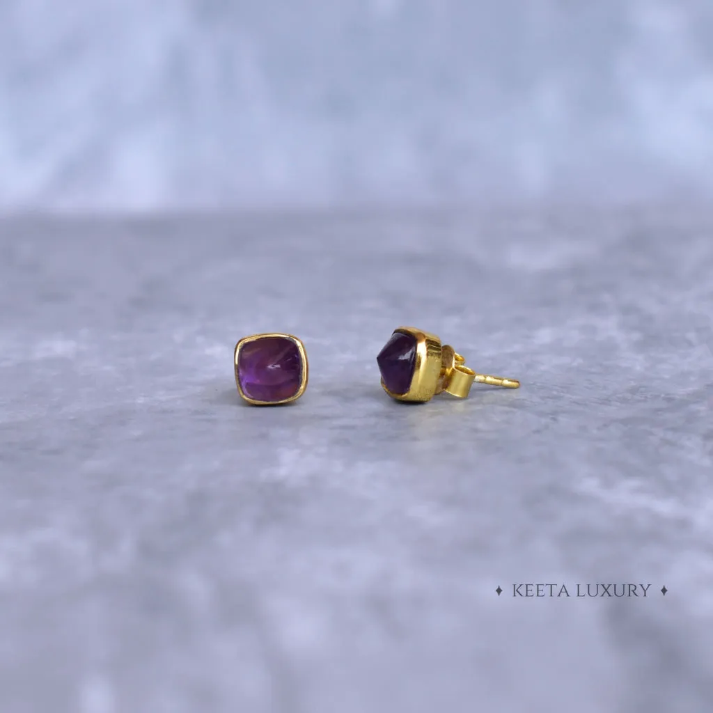 Pyramid - Amethyst Stud