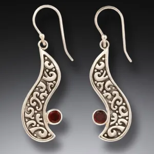 "Heart's Desire" Garnet and Sterling Silver Earrings